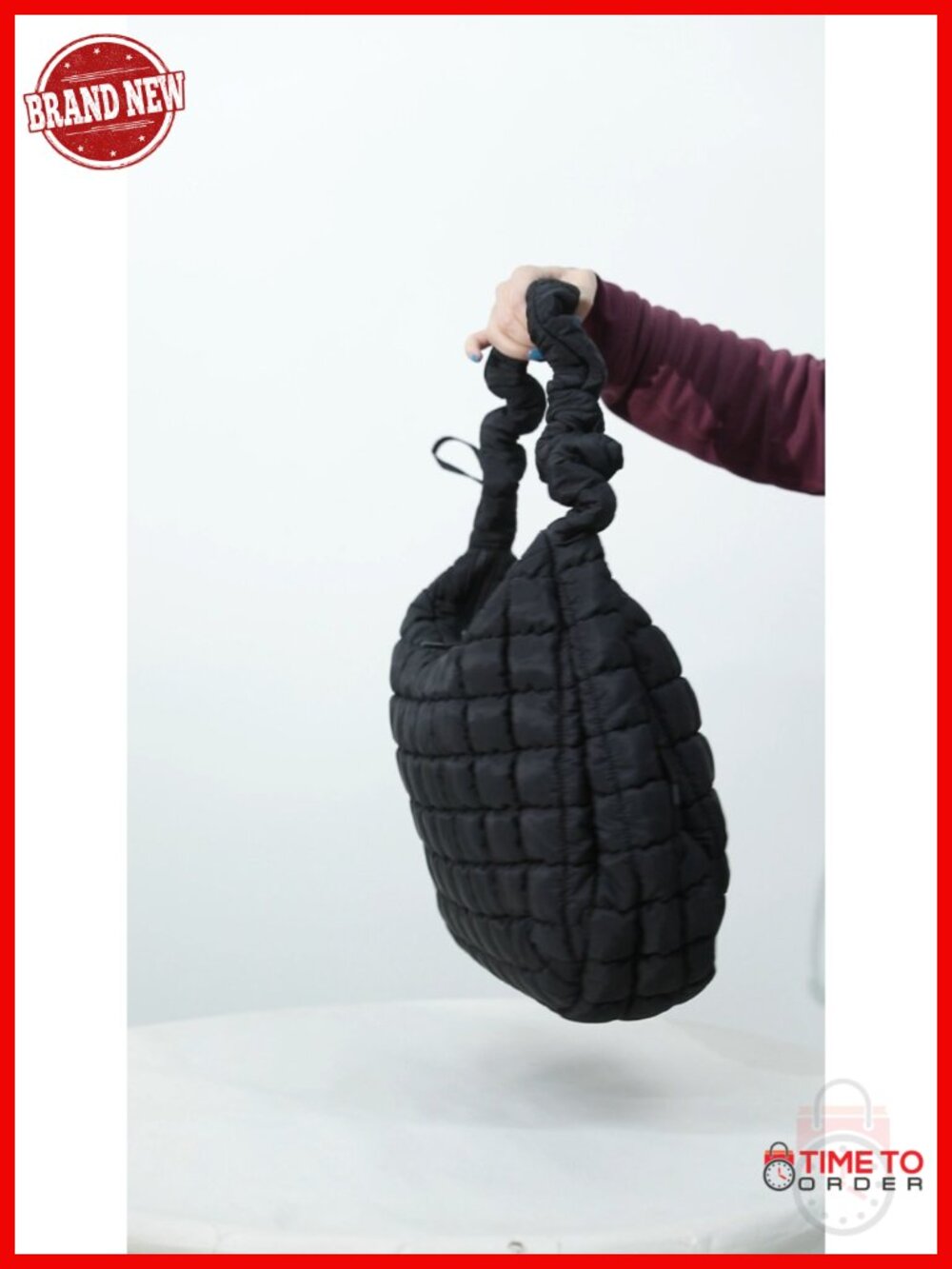 Nylon Quilted Puffer Tote Bag Crossbody Hobo Shoulder Bag Large - Picture 6 of 6